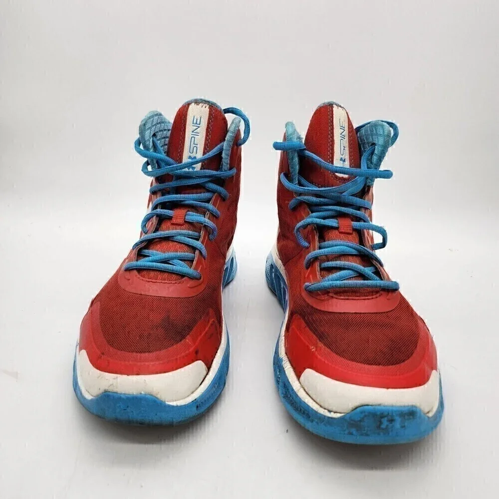 Under Armour Shoes Mens 10 M Spine Crimson Teal Blue 1238198-601 Hi Top Sneaker